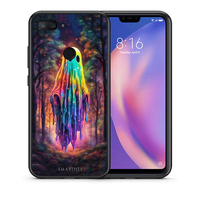 Θήκη Xiaomi Mi 8 Lite Halloween Ghost από τη Smartfits με σχέδιο στο πίσω μέρος και μαύρο περίβλημα | Xiaomi Mi 8 Lite Halloween Ghost case with colorful back and black bezels