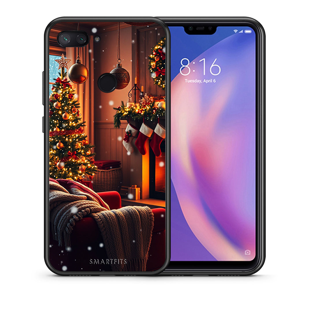 Θήκη Xiaomi Mi 8 Lite Home For Christmas από τη Smartfits με σχέδιο στο πίσω μέρος και μαύρο περίβλημα | Xiaomi Mi 8 Lite Home For Christmas case with colorful back and black bezels