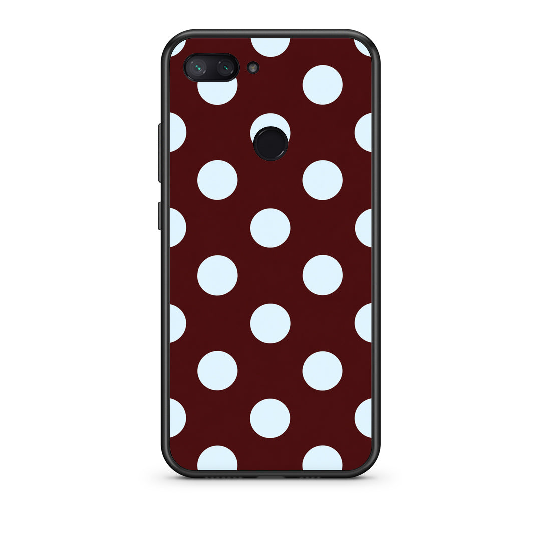 Θήκη Xiaomi Mi 8 Lite Pale Blue Large Polka Dots on Burgundy από τη Smartfits με σχέδιο στο πίσω μέρος και μαύρο περίβλημα | Xiaomi Mi 8 Lite Pale Blue Large Polka Dots on Burgundy case with colorful back and black bezels