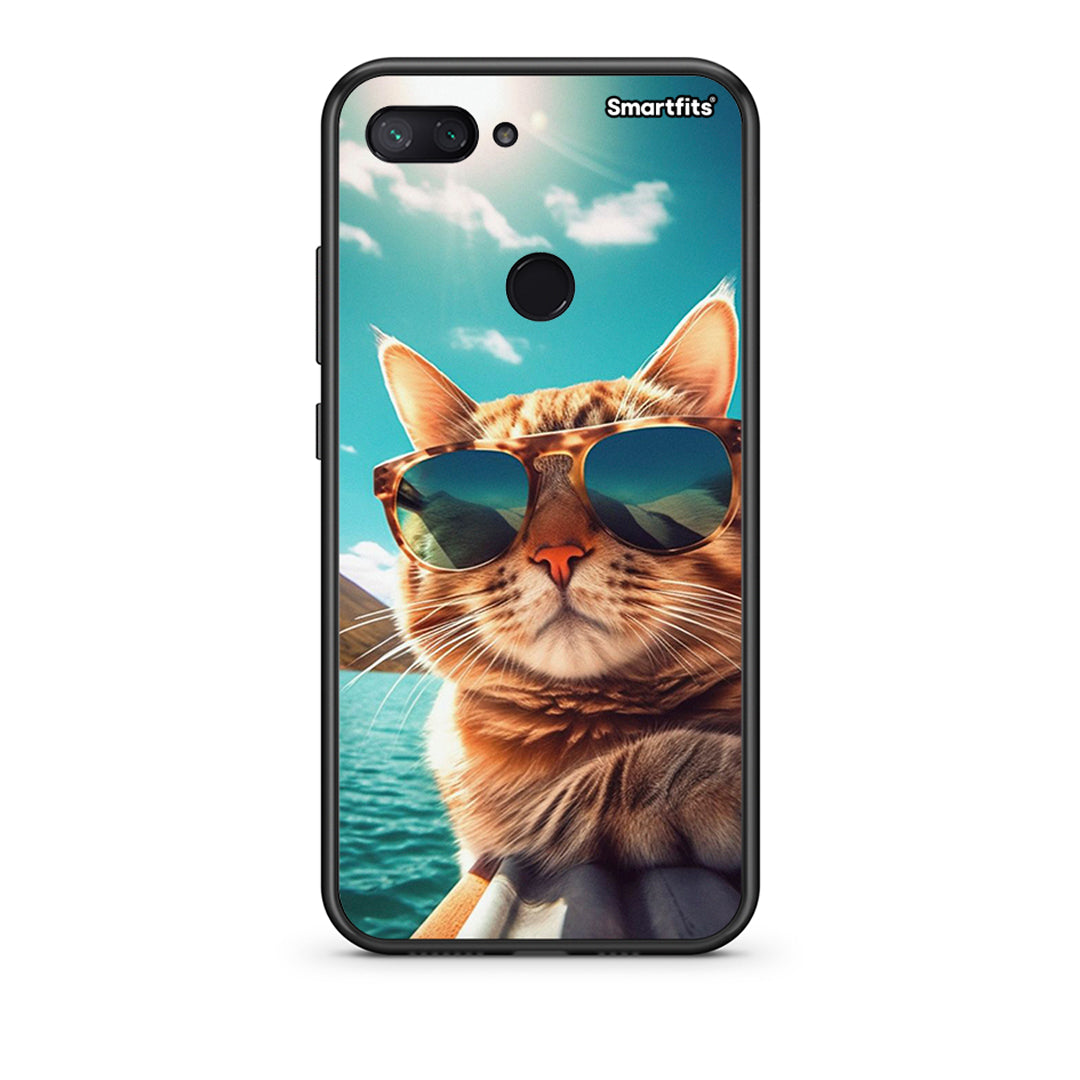 Xiaomi Mi 8 Lite Summer Cat θήκη από τη Smartfits με σχέδιο στο πίσω μέρος και μαύρο περίβλημα | Smartphone case with colorful back and black bezels by Smartfits