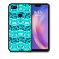 Thumbnail for Θήκη Xiaomi Mi 8 Lite Swimming Dolphins από τη Smartfits με σχέδιο στο πίσω μέρος και μαύρο περίβλημα | Xiaomi Mi 8 Lite Swimming Dolphins case with colorful back and black bezels