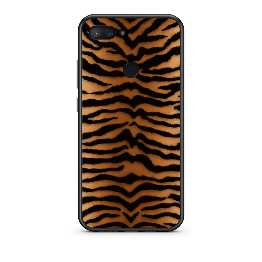 Θήκη Xiaomi Mi 8 Lite Tiger Print Orange and Black από τη Smartfits με σχέδιο στο πίσω μέρος και μαύρο περίβλημα | Xiaomi Mi 8 Lite Tiger Print Orange and Black case with colorful back and black bezels