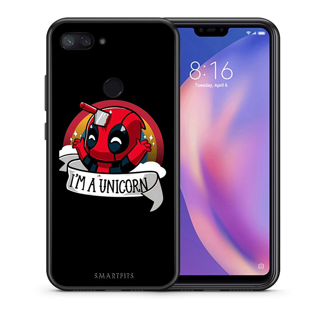 Θήκη Xiaomi Mi 8 Lite Unicorn Deadpool από τη Smartfits με σχέδιο στο πίσω μέρος και μαύρο περίβλημα | Xiaomi Mi 8 Lite Unicorn Deadpool case with colorful back and black bezels