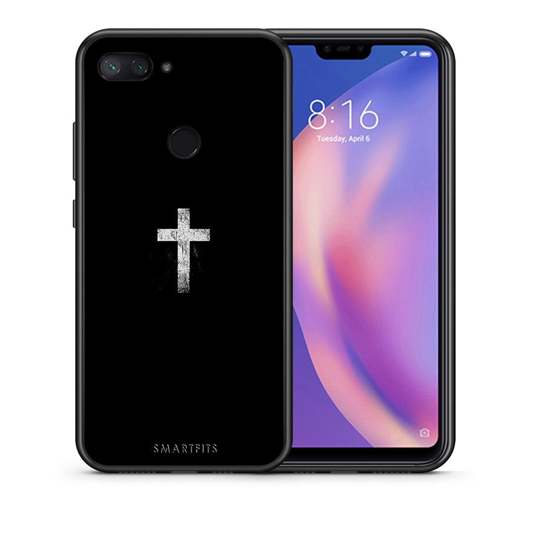 Θήκη Xiaomi Mi 8 Lite White Cross από τη Smartfits με σχέδιο στο πίσω μέρος και μαύρο περίβλημα | Xiaomi Mi 8 Lite White Cross case with colorful back and black bezels