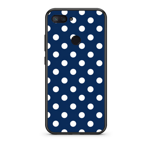 Θήκη Xiaomi Mi 8 Lite White Large Polka Dots on Navy από τη Smartfits με σχέδιο στο πίσω μέρος και μαύρο περίβλημα | Xiaomi Mi 8 Lite White Large Polka Dots on Navy case with colorful back and black bezels