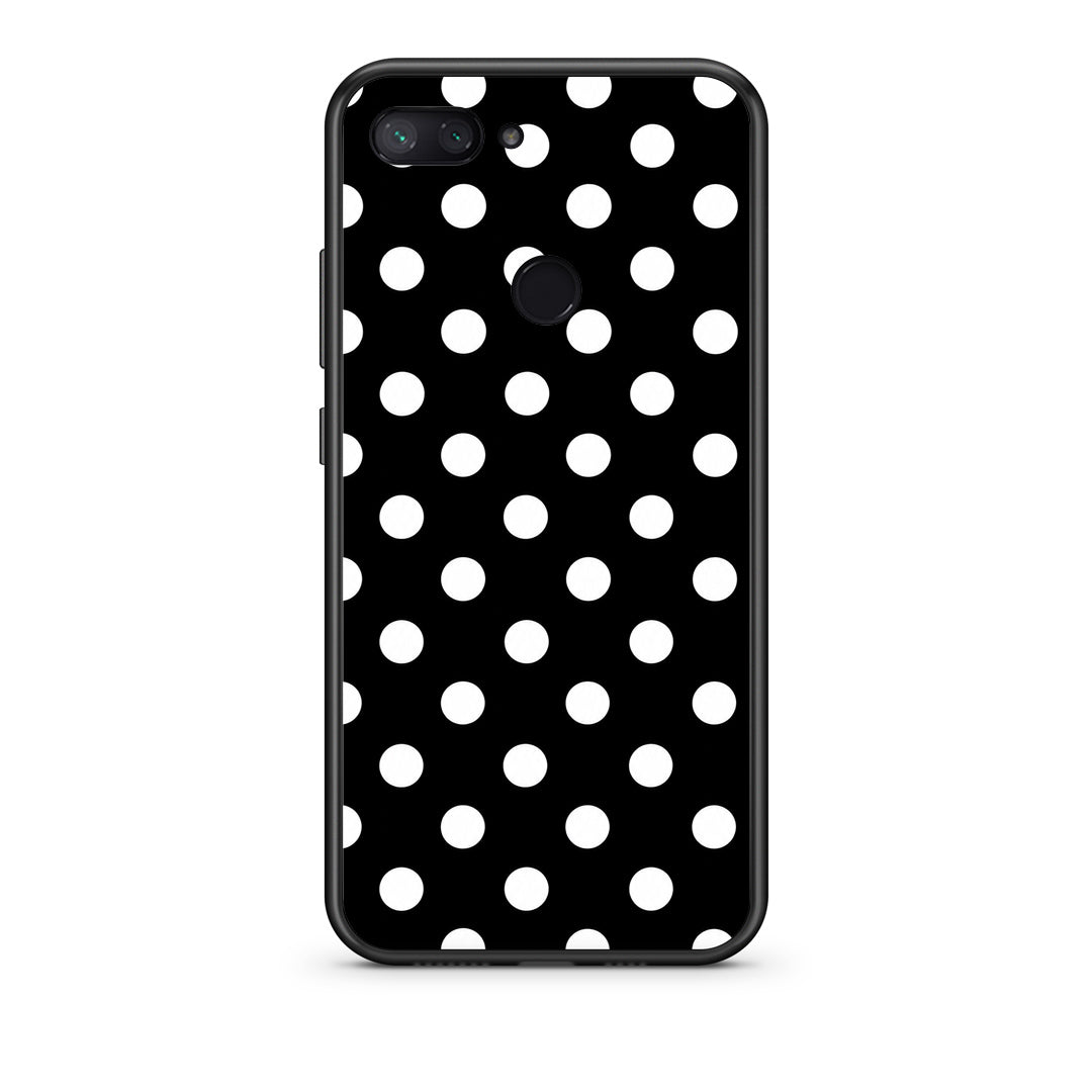 Θήκη Xiaomi Mi 8 Lite White Polka Dots on Black από τη Smartfits με σχέδιο στο πίσω μέρος και μαύρο περίβλημα | Xiaomi Mi 8 Lite White Polka Dots on Black case with colorful back and black bezels