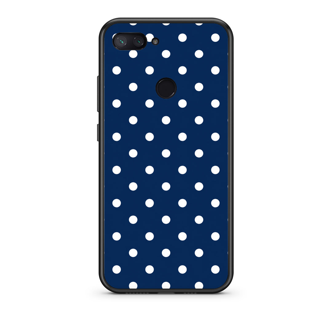 Θήκη Xiaomi Mi 8 Lite White Small Polka Dots on Navy από τη Smartfits με σχέδιο στο πίσω μέρος και μαύρο περίβλημα | Xiaomi Mi 8 Lite White Small Polka Dots on Navy case with colorful back and black bezels