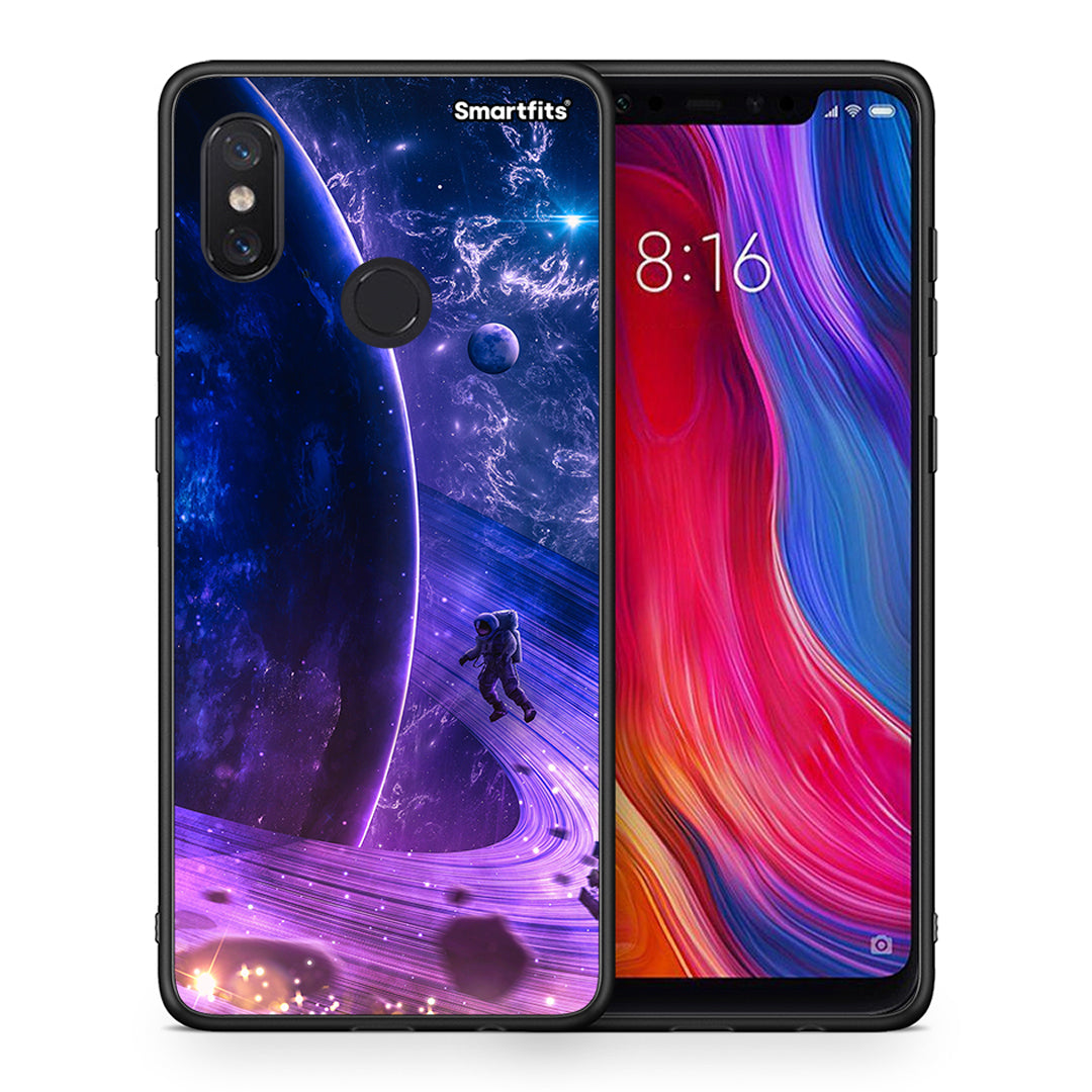 Θήκη Xiaomi Mi 8 Lost Astronaut από τη Smartfits με σχέδιο στο πίσω μέρος και μαύρο περίβλημα | Xiaomi Mi 8 Lost Astronaut case with colorful back and black bezels