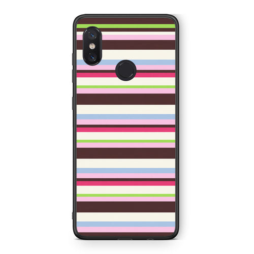 Θήκη Xiaomi Mi 8 Multicolour Horizontal Stripes από τη Smartfits με σχέδιο στο πίσω μέρος και μαύρο περίβλημα | Xiaomi Mi 8 Multicolour Horizontal Stripes case with colorful back and black bezels