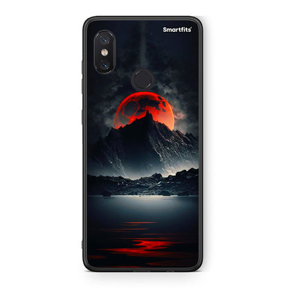 Xiaomi Mi 8 Red Full Moon θήκη από τη Smartfits με σχέδιο στο πίσω μέρος και μαύρο περίβλημα | Smartphone case with colorful back and black bezels by Smartfits