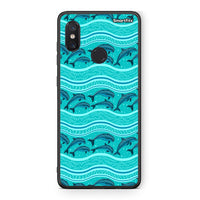 Thumbnail for Xiaomi Mi 8 Swimming Dolphins θήκη από τη Smartfits με σχέδιο στο πίσω μέρος και μαύρο περίβλημα | Smartphone case with colorful back and black bezels by Smartfits