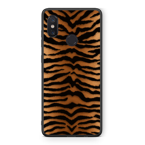 Θήκη Xiaomi Mi 8 Tiger Print Orange and Black από τη Smartfits με σχέδιο στο πίσω μέρος και μαύρο περίβλημα | Xiaomi Mi 8 Tiger Print Orange and Black case with colorful back and black bezels