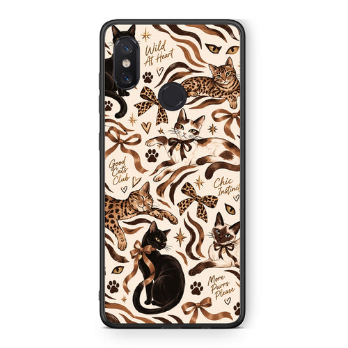 Θήκη Xiaomi Mi 8 Wild Cats and Animal Print Collage από τη Smartfits με σχέδιο στο πίσω μέρος και μαύρο περίβλημα | Xiaomi Mi 8 Wild Cats and Animal Print Collage case with colorful back and black bezels