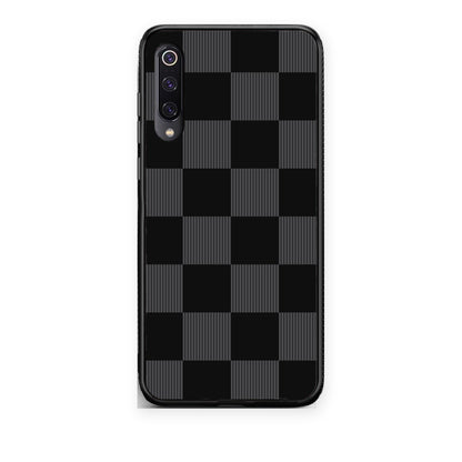 Θήκη Xiaomi Mi 9 Black and Charcoal Striped Checks από τη Smartfits με σχέδιο στο πίσω μέρος και μαύρο περίβλημα | Xiaomi Mi 9 Black and Charcoal Striped Checks case with colorful back and black bezels