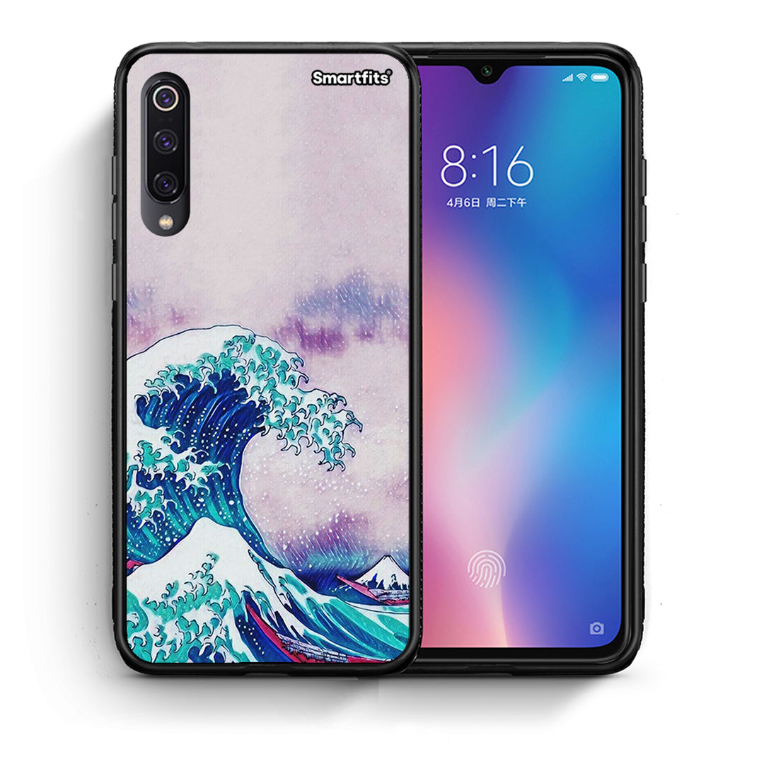 Θήκη Xiaomi Mi 9 Blue Waves από τη Smartfits με σχέδιο στο πίσω μέρος και μαύρο περίβλημα | Xiaomi Mi 9 Blue Waves case with colorful back and black bezels