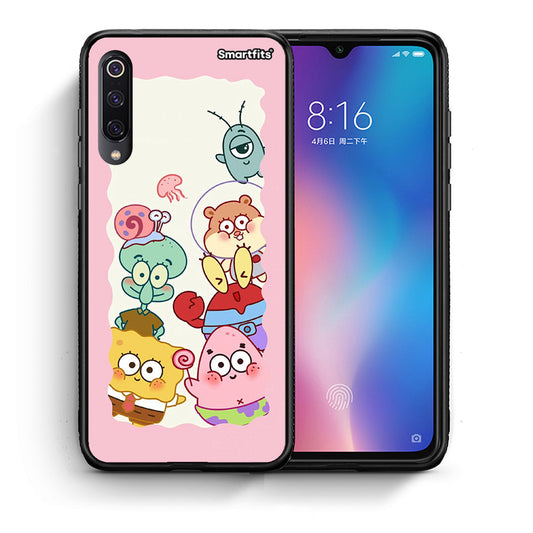 Θήκη Xiaomi Mi 9 Cute Companion από τη Smartfits με σχέδιο στο πίσω μέρος και μαύρο περίβλημα | Xiaomi Mi 9 Cute Companion case with colorful back and black bezels