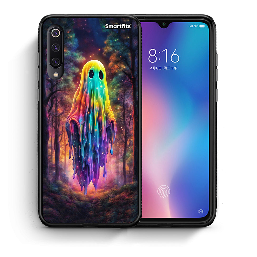 Θήκη Xiaomi Mi 9 Halloween Ghost από τη Smartfits με σχέδιο στο πίσω μέρος και μαύρο περίβλημα | Xiaomi Mi 9 Halloween Ghost case with colorful back and black bezels