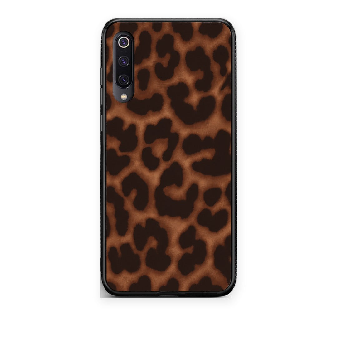 Θήκη Xiaomi Mi 9 Leopard Print Dark Brown από τη Smartfits με σχέδιο στο πίσω μέρος και μαύρο περίβλημα | Xiaomi Mi 9 Leopard Print Dark Brown case with colorful back and black bezels