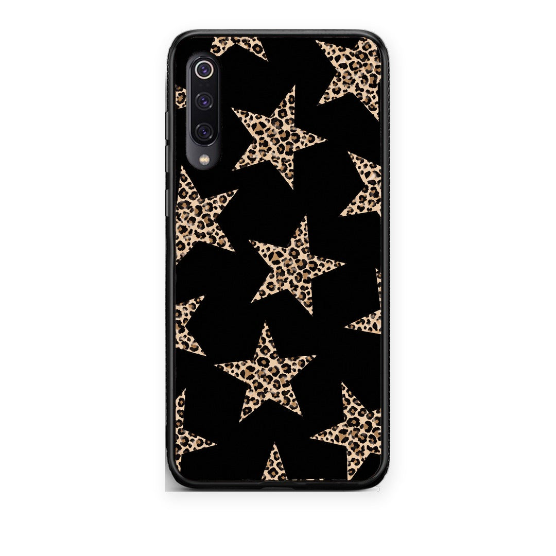 Θήκη Xiaomi Mi 9 Leopard Stars on Black από τη Smartfits με σχέδιο στο πίσω μέρος και μαύρο περίβλημα | Xiaomi Mi 9 Leopard Stars on Black case with colorful back and black bezels