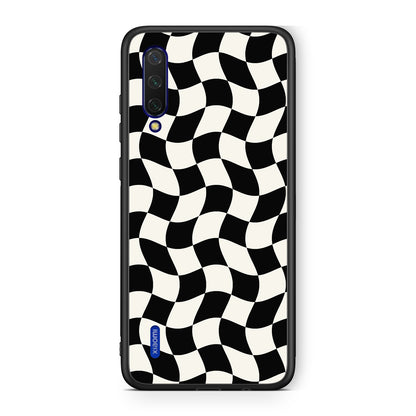 Θήκη Xiaomi Mi 9 Lite Black and Cream Wavy Checkerboard από τη Smartfits με σχέδιο στο πίσω μέρος και μαύρο περίβλημα | Xiaomi Mi 9 Lite Black and Cream Wavy Checkerboard case with colorful back and black bezels