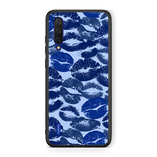 Θήκη Xiaomi Mi 9 Lite Blue Lipstick Kisses από τη Smartfits με σχέδιο στο πίσω μέρος και μαύρο περίβλημα | Xiaomi Mi 9 Lite Blue Lipstick Kisses case with colorful back and black bezels
