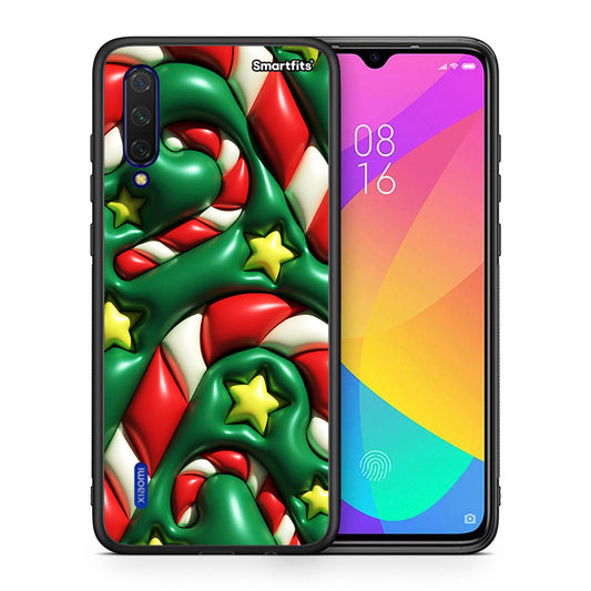Θήκη Xiaomi Mi 9 Lite Christmas Bubbles από τη Smartfits με σχέδιο στο πίσω μέρος και μαύρο περίβλημα | Xiaomi Mi 9 Lite Christmas Bubbles case with colorful back and black bezels