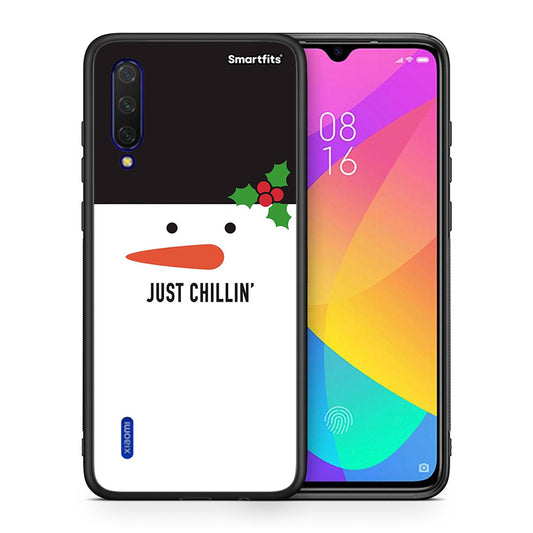 Θήκη Xiaomi Mi 9 Lite Christmas Chillin από τη Smartfits με σχέδιο στο πίσω μέρος και μαύρο περίβλημα | Xiaomi Mi 9 Lite Christmas Chillin case with colorful back and black bezels