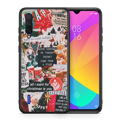 Θήκη Xiaomi Mi 9 Lite Christmas Happiness από τη Smartfits με σχέδιο στο πίσω μέρος και μαύρο περίβλημα | Xiaomi Mi 9 Lite Christmas Happiness case with colorful back and black bezels