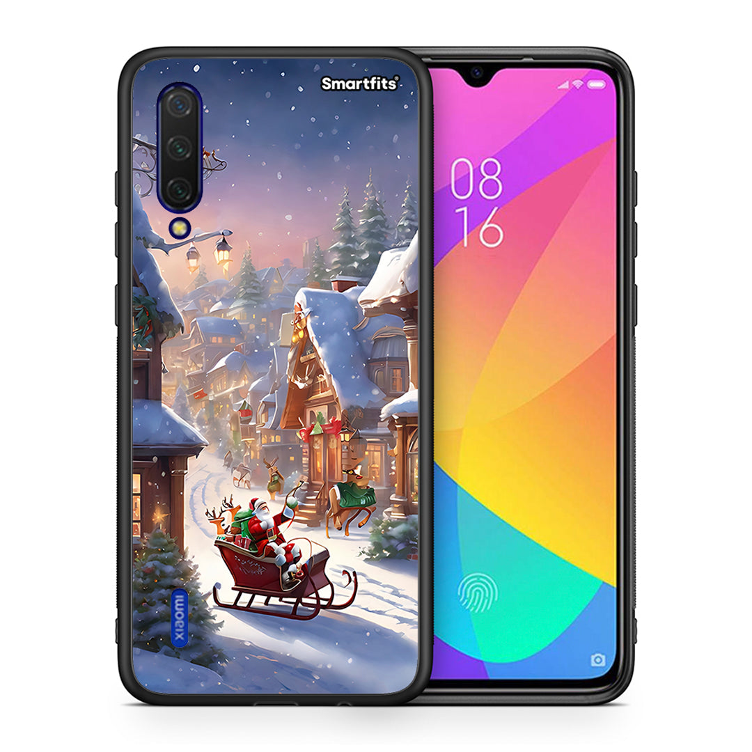 Θήκη Xiaomi Mi 9 Lite Christmas Snow από τη Smartfits με σχέδιο στο πίσω μέρος και μαύρο περίβλημα | Xiaomi Mi 9 Lite Christmas Snow case with colorful back and black bezels