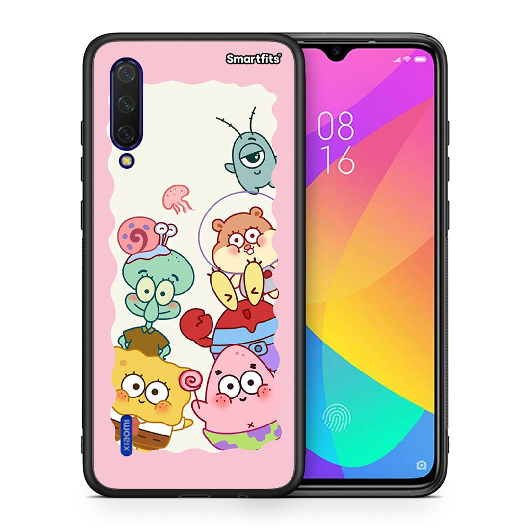 Θήκη Xiaomi Mi 9 Lite Cute Companion από τη Smartfits με σχέδιο στο πίσω μέρος και μαύρο περίβλημα | Xiaomi Mi 9 Lite Cute Companion case with colorful back and black bezels