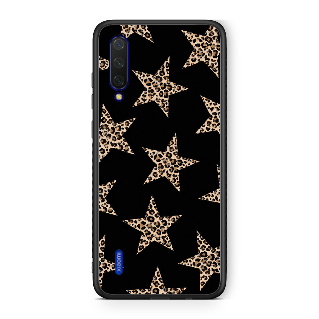 Θήκη Xiaomi Mi 9 Lite Leopard Stars on Black από τη Smartfits με σχέδιο στο πίσω μέρος και μαύρο περίβλημα | Xiaomi Mi 9 Lite Leopard Stars on Black case with colorful back and black bezels