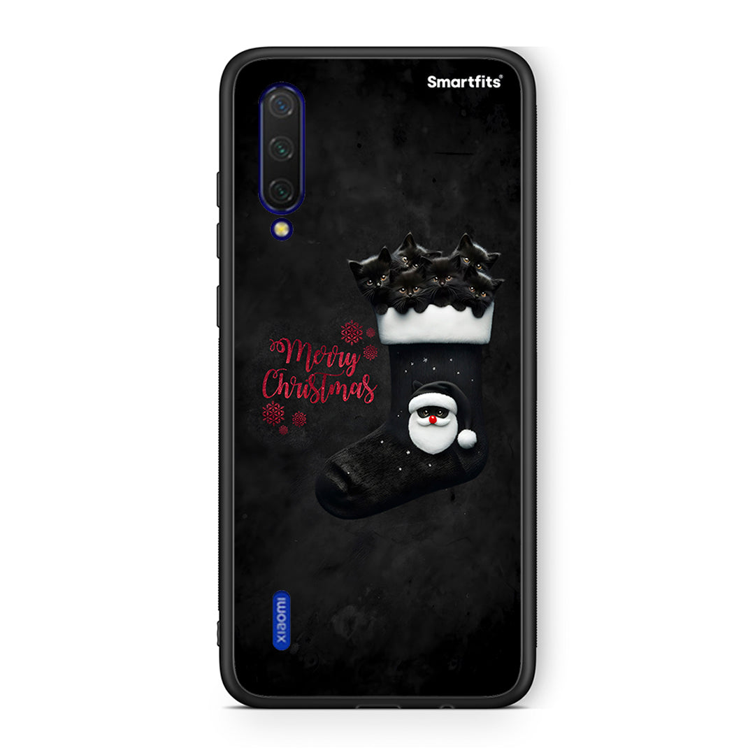 Xiaomi Mi 9 Lite Merry Cat Christmas θήκη από τη Smartfits με σχέδιο στο πίσω μέρος και μαύρο περίβλημα | Smartphone case with colorful back and black bezels by Smartfits