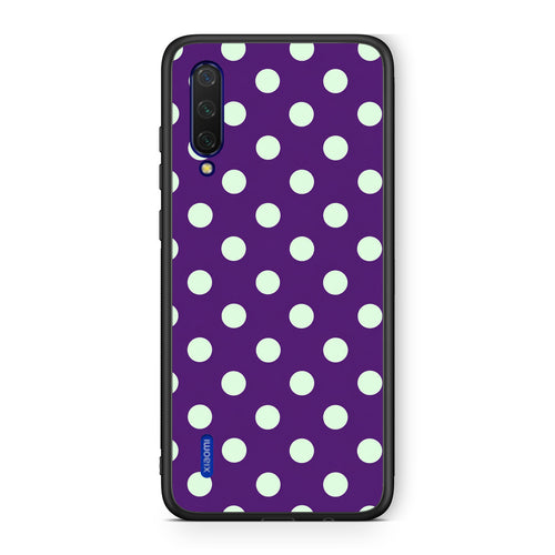 Θήκη Xiaomi Mi 9 Lite Mint Polka Dots on Purple από τη Smartfits με σχέδιο στο πίσω μέρος και μαύρο περίβλημα | Xiaomi Mi 9 Lite Mint Polka Dots on Purple case with colorful back and black bezels