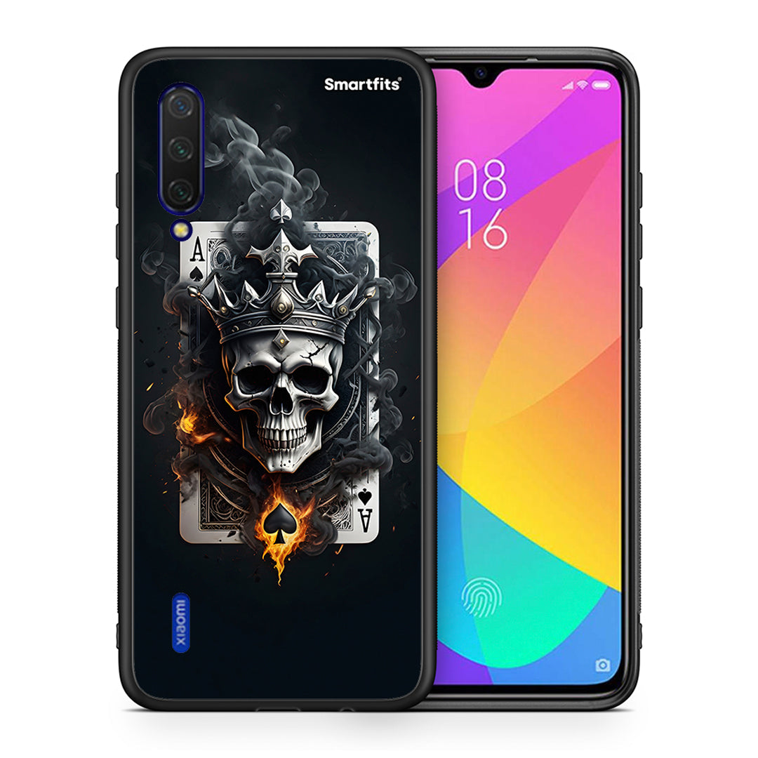 Θήκη Xiaomi Mi 9 Lite Skull King Ace από τη Smartfits με σχέδιο στο πίσω μέρος και μαύρο περίβλημα | Xiaomi Mi 9 Lite Skull King Ace case with colorful back and black bezels