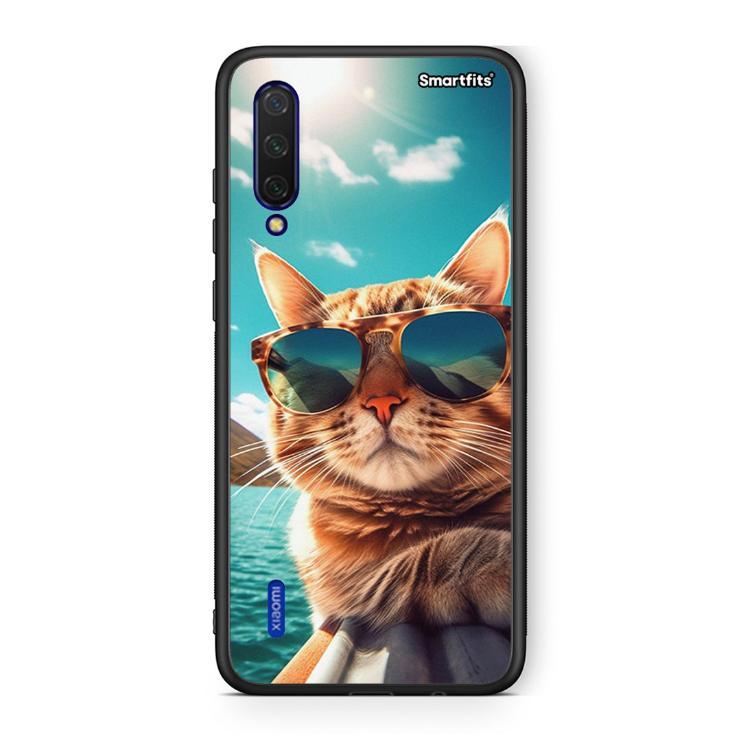 Xiaomi Mi 9 Lite Summer Cat θήκη από τη Smartfits με σχέδιο στο πίσω μέρος και μαύρο περίβλημα | Smartphone case with colorful back and black bezels by Smartfits