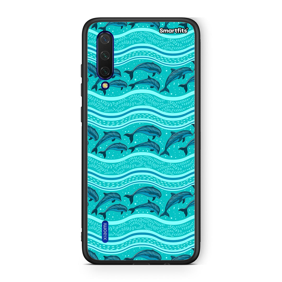 Xiaomi Mi 9 Lite Swimming Dolphins θήκη από τη Smartfits με σχέδιο στο πίσω μέρος και μαύρο περίβλημα | Smartphone case with colorful back and black bezels by Smartfits