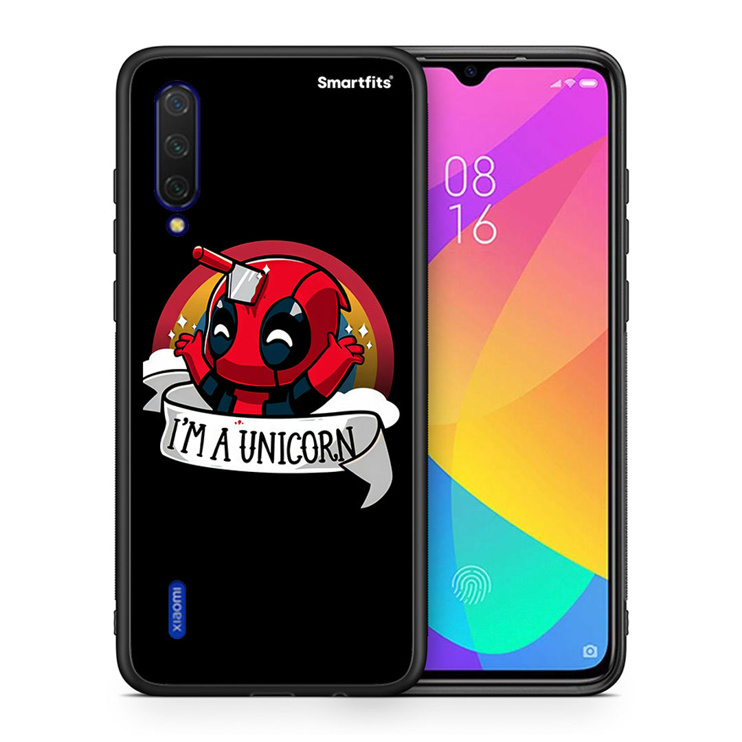 Θήκη Xiaomi Mi 9 Lite Unicorn Deadpool από τη Smartfits με σχέδιο στο πίσω μέρος και μαύρο περίβλημα | Xiaomi Mi 9 Lite Unicorn Deadpool case with colorful back and black bezels