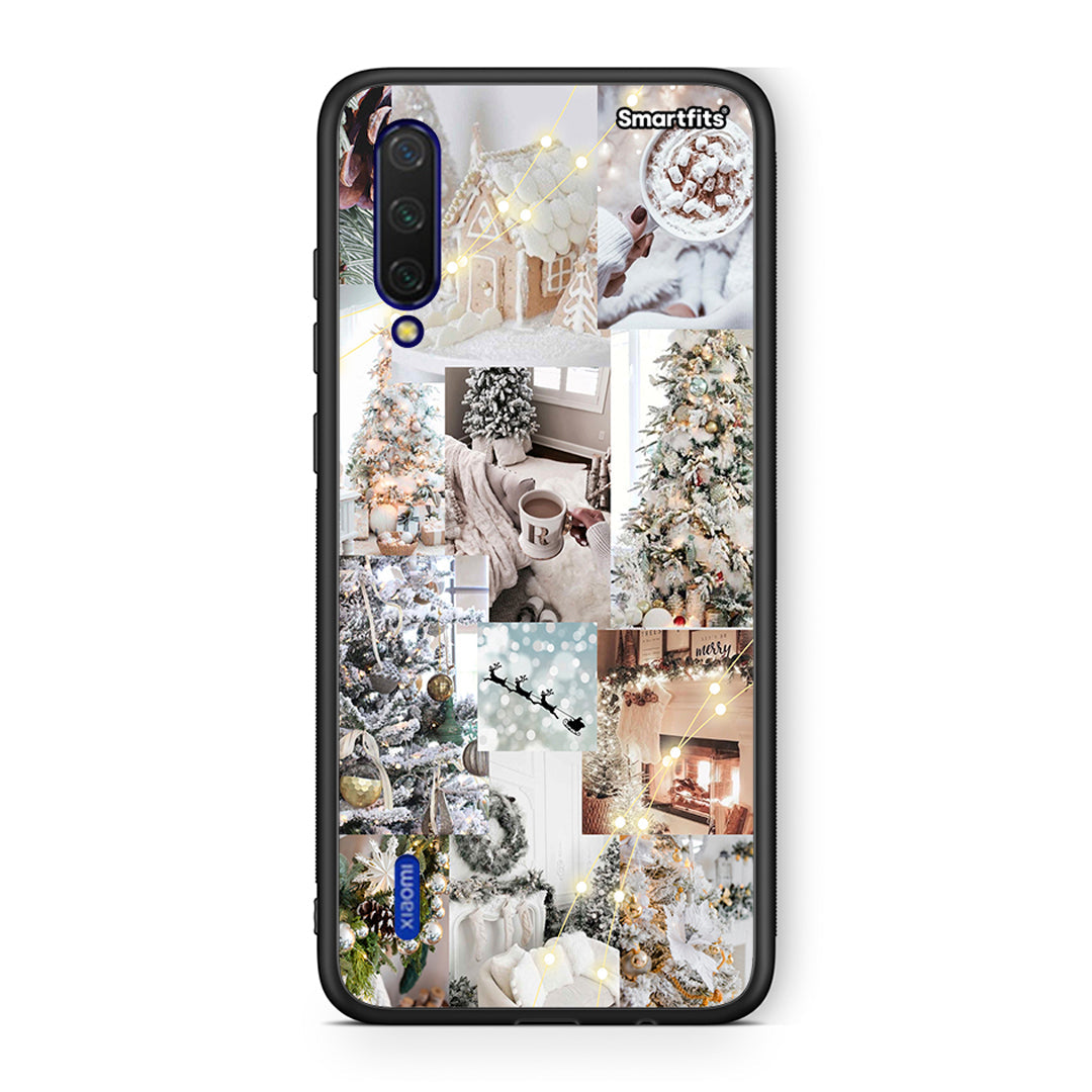 Xiaomi Mi 9 Lite White Christmas θήκη από τη Smartfits με σχέδιο στο πίσω μέρος και μαύρο περίβλημα | Smartphone case with colorful back and black bezels by Smartfits