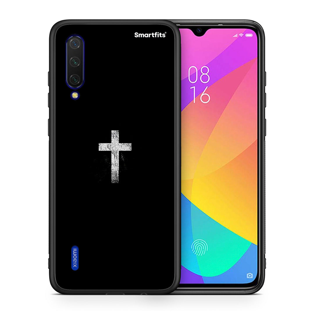 Θήκη Xiaomi Mi 9 Lite White Cross από τη Smartfits με σχέδιο στο πίσω μέρος και μαύρο περίβλημα | Xiaomi Mi 9 Lite White Cross case with colorful back and black bezels