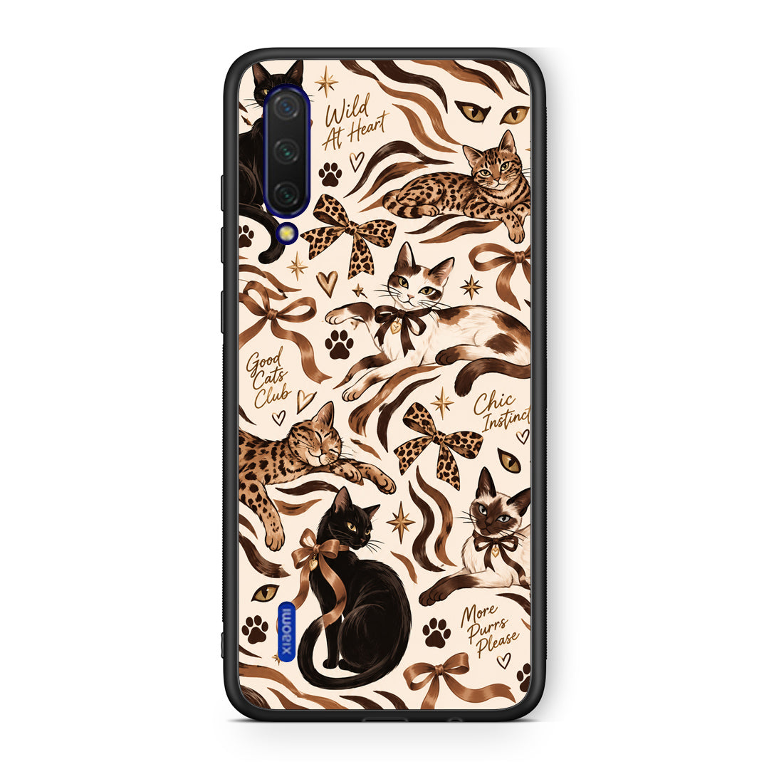 Θήκη Xiaomi Mi 9 Lite Wild Cats and Animal Print Collage από τη Smartfits με σχέδιο στο πίσω μέρος και μαύρο περίβλημα | Xiaomi Mi 9 Lite Wild Cats and Animal Print Collage case with colorful back and black bezels