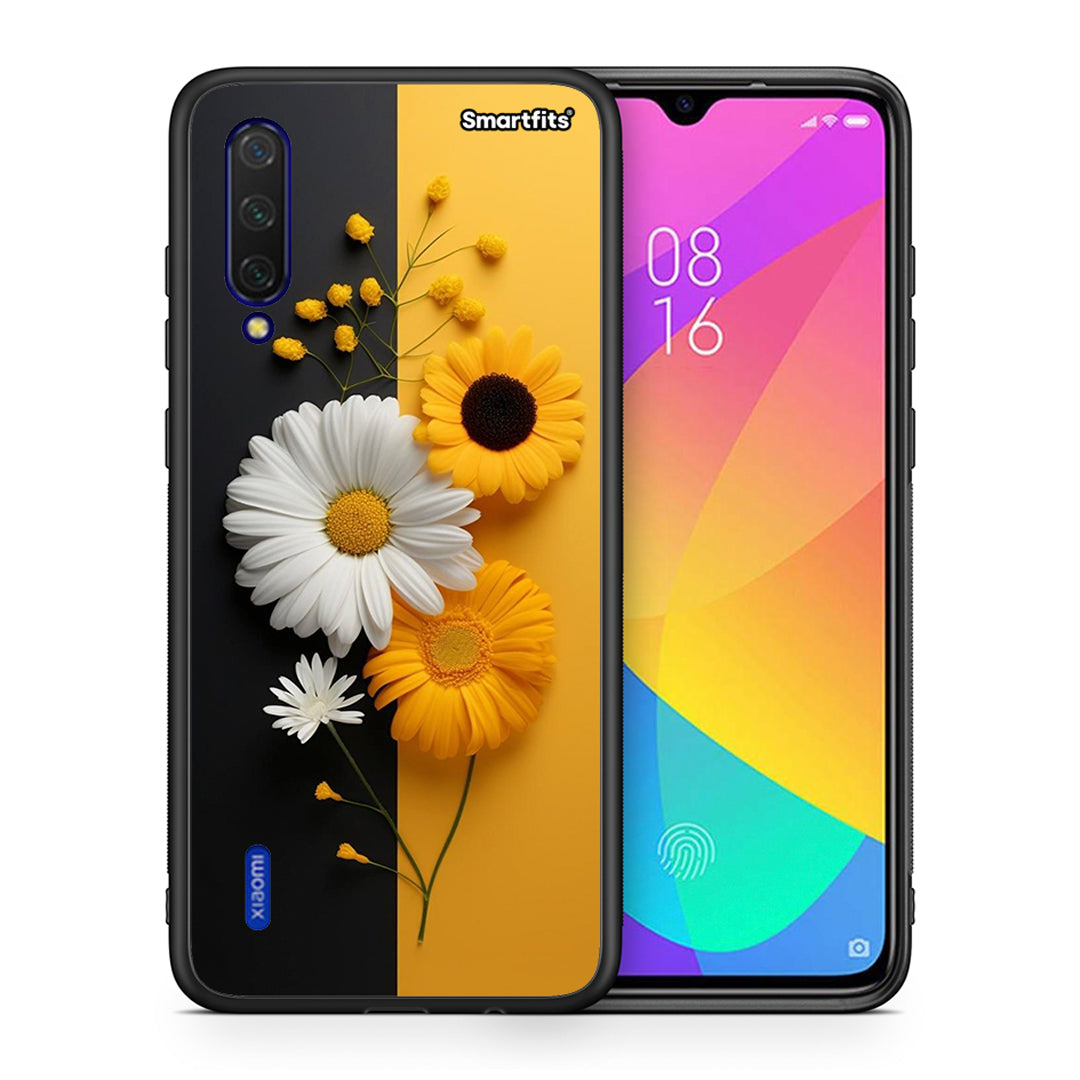 Θήκη Xiaomi Mi 9 Lite Yellow Daisies από τη Smartfits με σχέδιο στο πίσω μέρος και μαύρο περίβλημα | Xiaomi Mi 9 Lite Yellow Daisies case with colorful back and black bezels