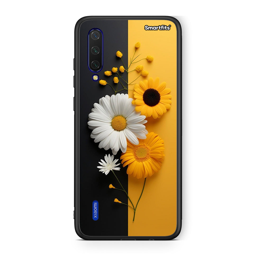 Xiaomi Mi 9 Lite Yellow Daisies θήκη από τη Smartfits με σχέδιο στο πίσω μέρος και μαύρο περίβλημα | Smartphone case with colorful back and black bezels by Smartfits