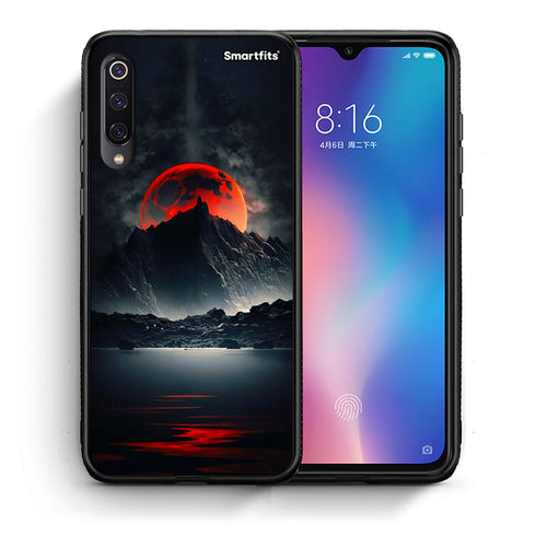 Θήκη Xiaomi Mi 9 Red Full Moon από τη Smartfits με σχέδιο στο πίσω μέρος και μαύρο περίβλημα | Xiaomi Mi 9 Red Full Moon case with colorful back and black bezels