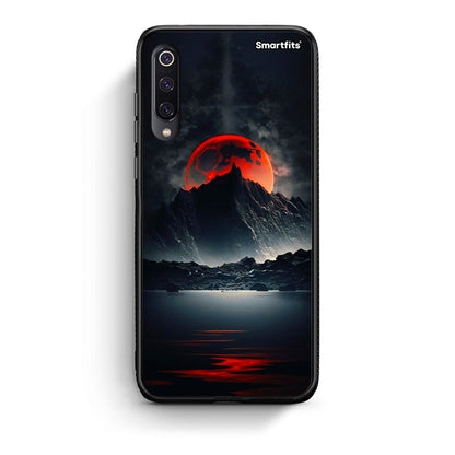 Xiaomi Mi 9 Red Full Moon θήκη από τη Smartfits με σχέδιο στο πίσω μέρος και μαύρο περίβλημα | Smartphone case with colorful back and black bezels by Smartfits