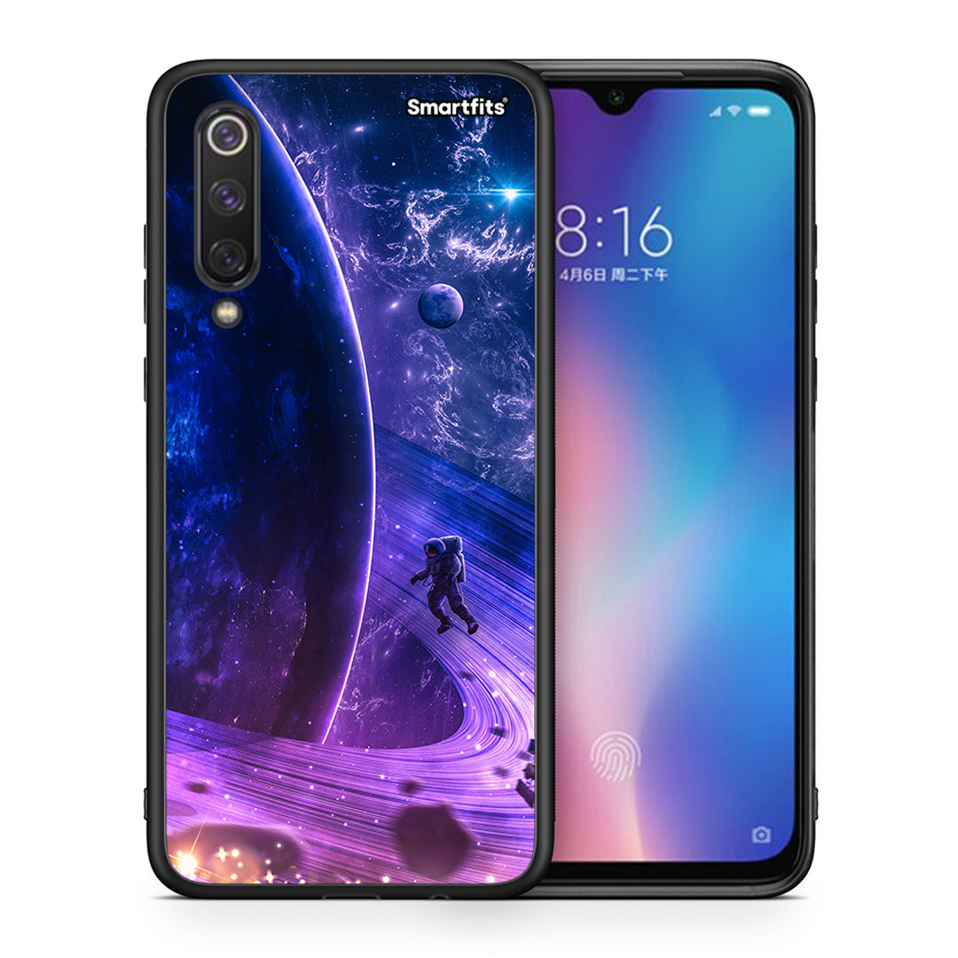 Θήκη Xiaomi Mi 9 SE Lost Astronaut από τη Smartfits με σχέδιο στο πίσω μέρος και μαύρο περίβλημα | Xiaomi Mi 9 SE Lost Astronaut case with colorful back and black bezels