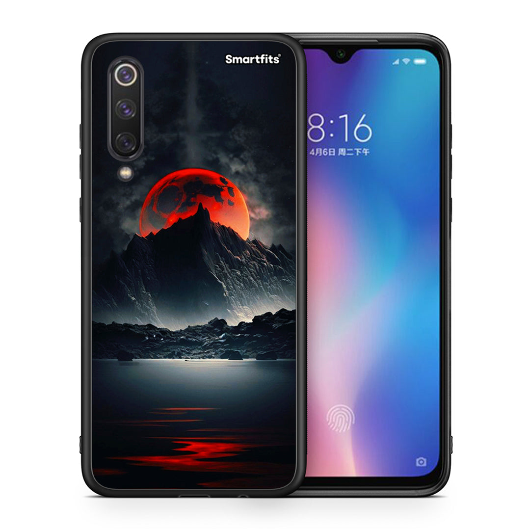 Θήκη Xiaomi Mi 9 SE Red Full Moon από τη Smartfits με σχέδιο στο πίσω μέρος και μαύρο περίβλημα | Xiaomi Mi 9 SE Red Full Moon case with colorful back and black bezels