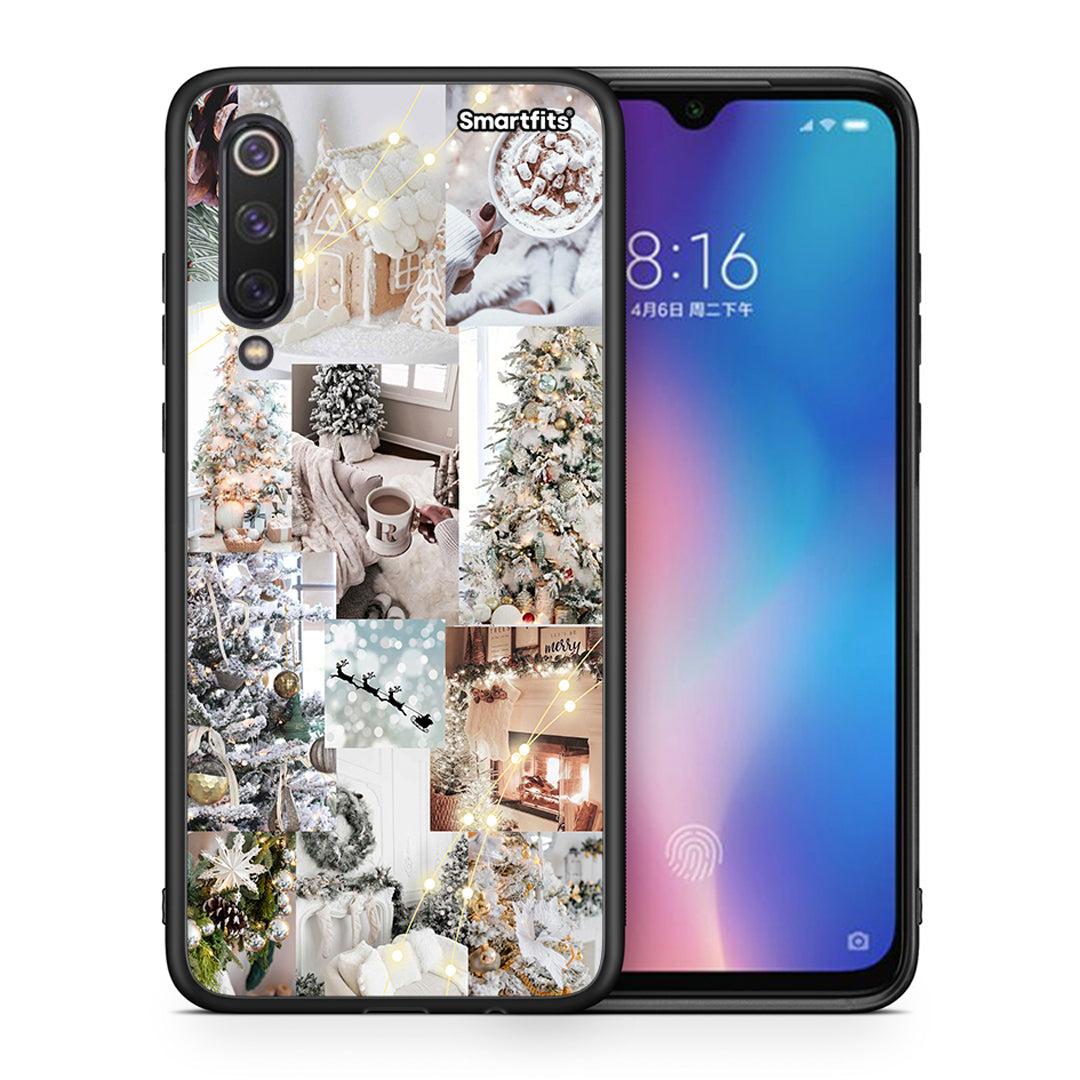 Θήκη Xiaomi Mi 9 SE White Christmas από τη Smartfits με σχέδιο στο πίσω μέρος και μαύρο περίβλημα | Xiaomi Mi 9 SE White Christmas case with colorful back and black bezels