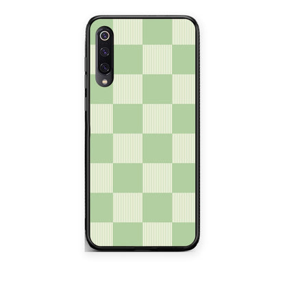 Θήκη Xiaomi Mi 9 Sage and Cream Striped Checks από τη Smartfits με σχέδιο στο πίσω μέρος και μαύρο περίβλημα | Xiaomi Mi 9 Sage and Cream Striped Checks case with colorful back and black bezels