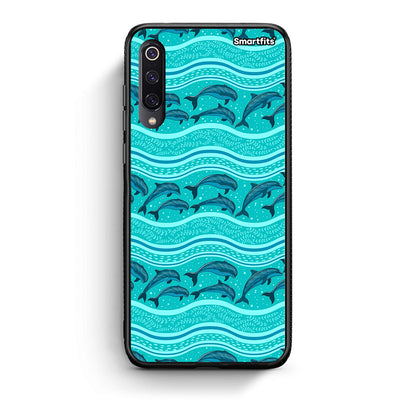 Xiaomi Mi 9 Swimming Dolphins θήκη από τη Smartfits με σχέδιο στο πίσω μέρος και μαύρο περίβλημα | Smartphone case with colorful back and black bezels by Smartfits