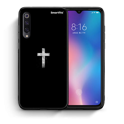 Θήκη Xiaomi Mi 9 White Cross από τη Smartfits με σχέδιο στο πίσω μέρος και μαύρο περίβλημα | Xiaomi Mi 9 White Cross case with colorful back and black bezels